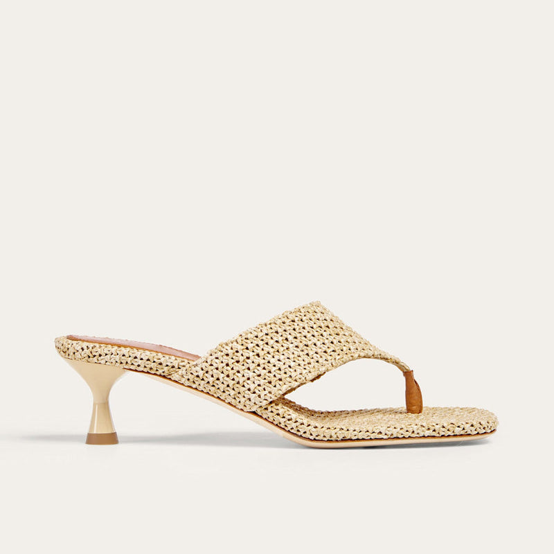 Fashion Summer Low Woven Heel Flip Flop Slipper Sandals Woven Beach Sandals for Outdoor Walking