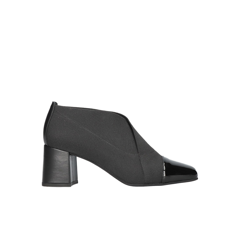 Women's Office Pump Shoes 6.5CM High Heels Black PU Leather Upper Patchwork Fabric Soft Comfortable Formal Shoes Summer Autumn