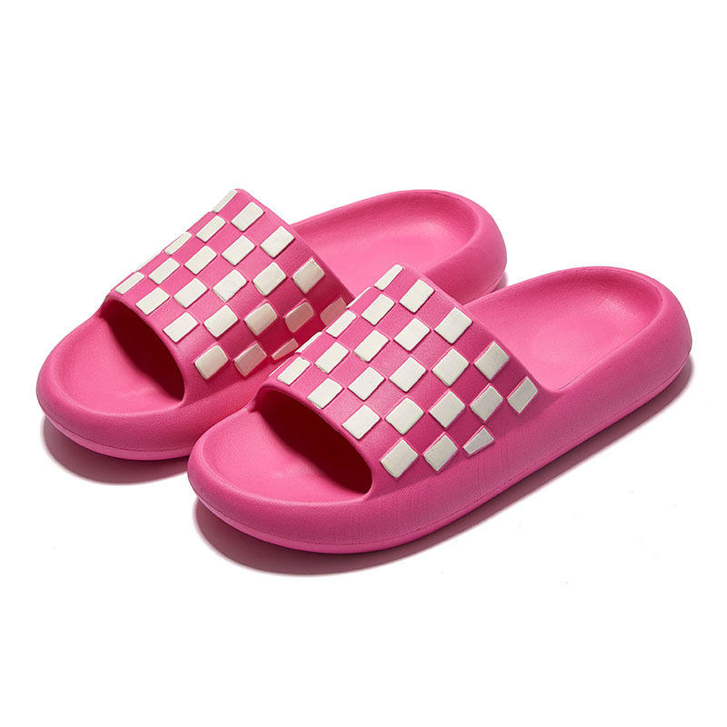Summer Pillow Slipper EVA Non Slip Summer Beach Slippers Fashion Home Platform Flat Soft Checkerboard Slippers Fro Woman