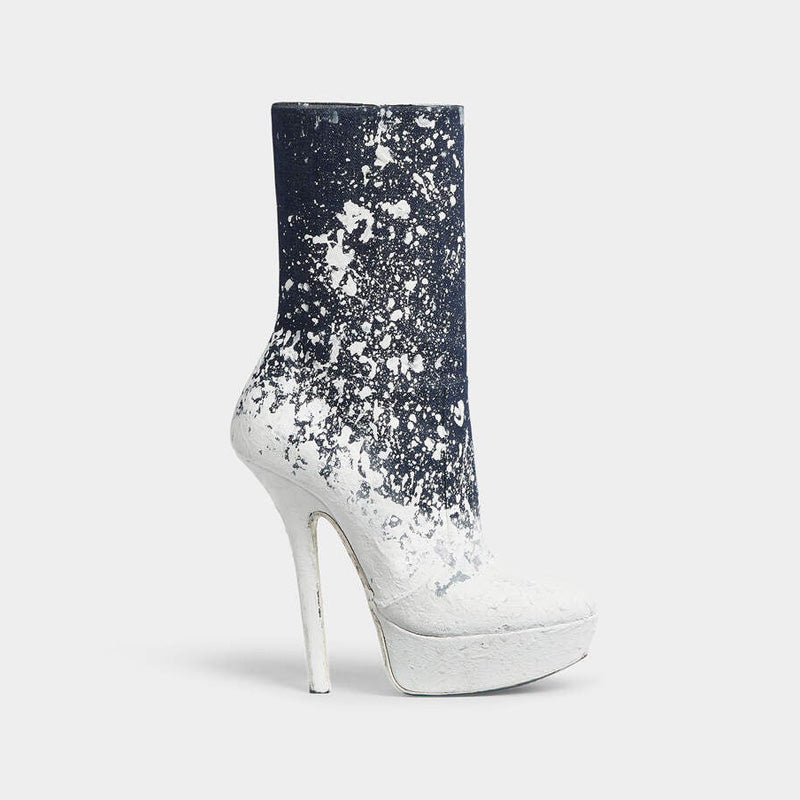 2025 Winter Women's Fashion Ankle-Height Sequin Boots Zipped High Heels Genuine Leather Lining Sexy Party ArtisticAnkle Boots