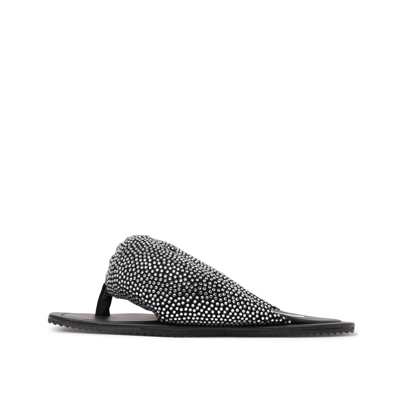 Women's Flip-Flops Sandals with Black Flat Heels Gold Rivet PU Insole Round Toe Printed Slippers for Beach or Summer