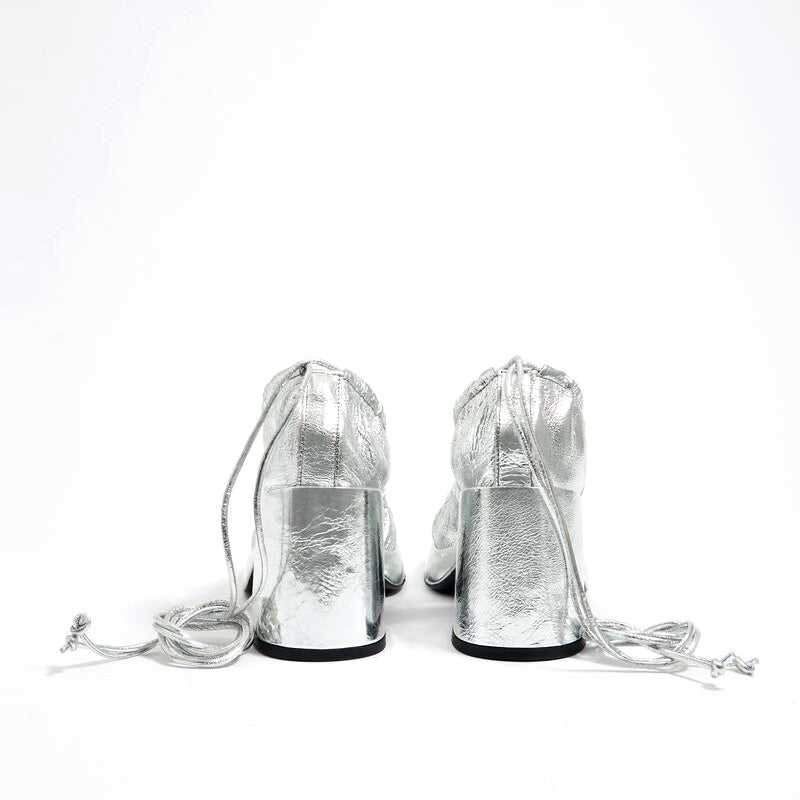 Designer Pumps Manufacturer Designer Thick Heel Platform Heels Pumps Custom Square Toe Silver Chunky Heel Designer Pumps
