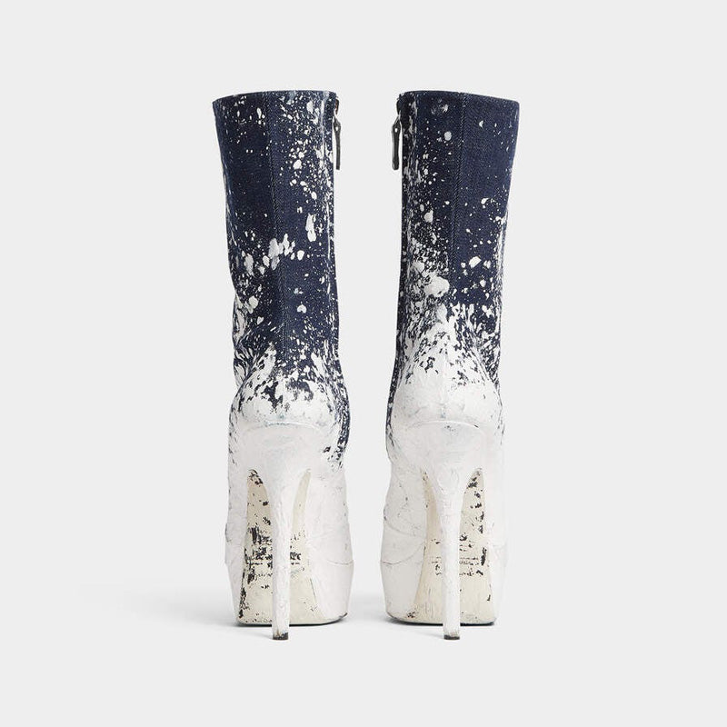 2025 Winter Women's Fashion Ankle-Height Sequin Boots Zipped High Heels Genuine Leather Lining Sexy Party ArtisticAnkle Boots