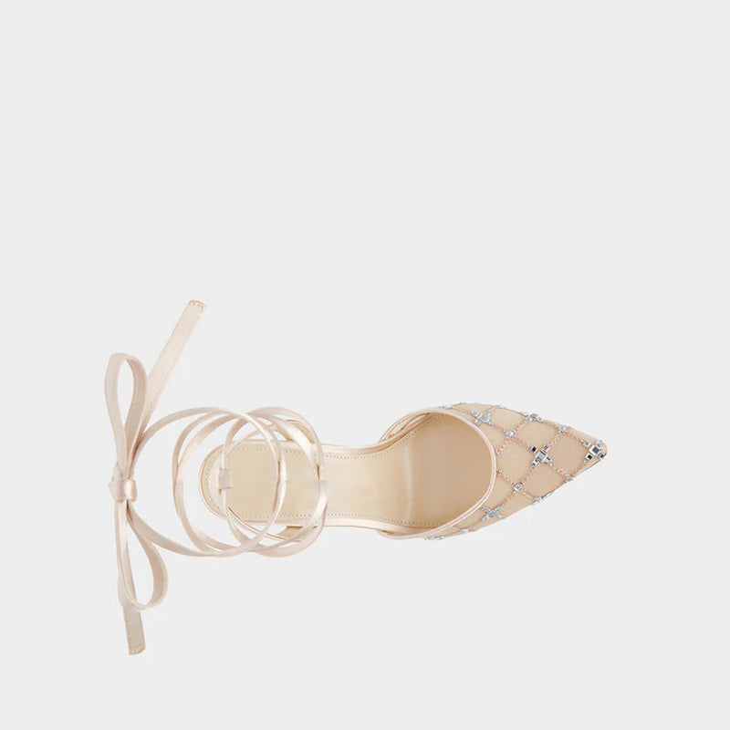 Female Silk and Satin Cross Band Lace up High Heels Shoes Mesh Lining Summer Party Stiletto Lace up Sandals