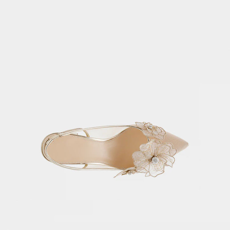 Beige Floral Trendy Woman Mesh High Heels Sandals Comfortable Block Strap PU Insole Height Increasing Breathable Summer