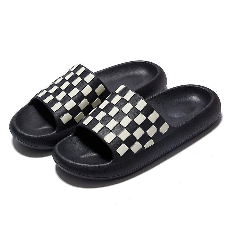 Summer Pillow Slipper EVA Non Slip Summer Beach Slippers Fashion Home Platform Flat Soft Checkerboard Slippers Fro Woman