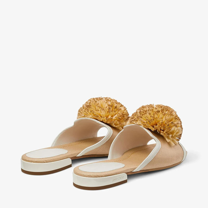 Country Style Woven Flat Sandals Open Toe Artificial Flowers Design Casual Woven Flat Sandals for Ladies and Women
