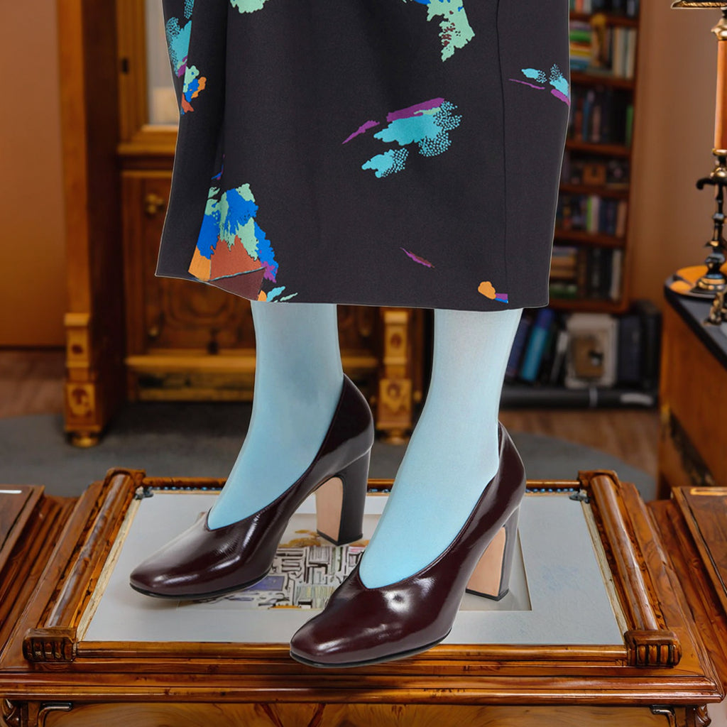 Mature Women Vintage Genuine Leather High Heel Shoes Ankle Work Pumps Thin Light Comfortable Daily Office Use Winter