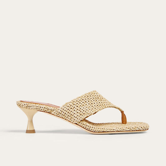 Fashion Summer Low Woven Heel Flip Flop Slipper Sandals Woven Beach Sandals for Outdoor Walking