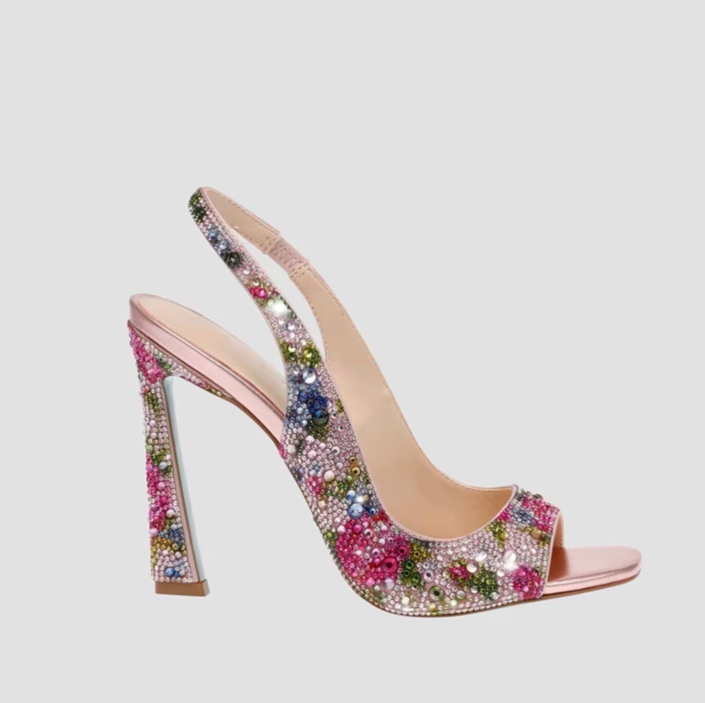 Sole Color Heels Pumps Women's High Heel Stiletto Pumps Sexy Peep Toe Blue Bottom Slingback Sandals Summer Dress Heels