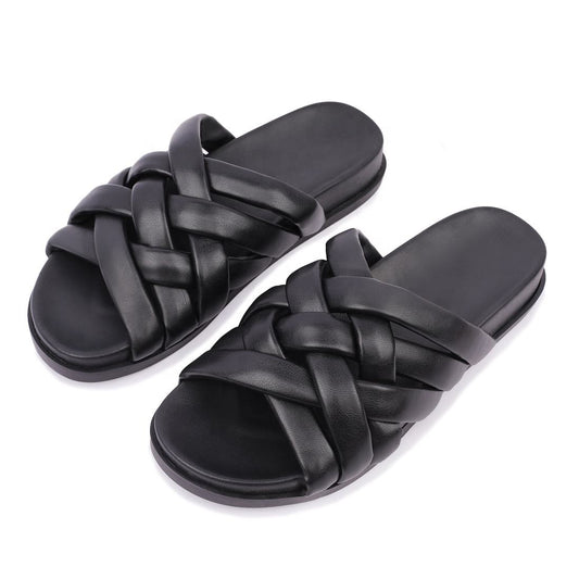 2025 Manufacturer Design PVC Black Flat slippers Ladies Women's Sandals Slipper Women Summer Women Slippers
