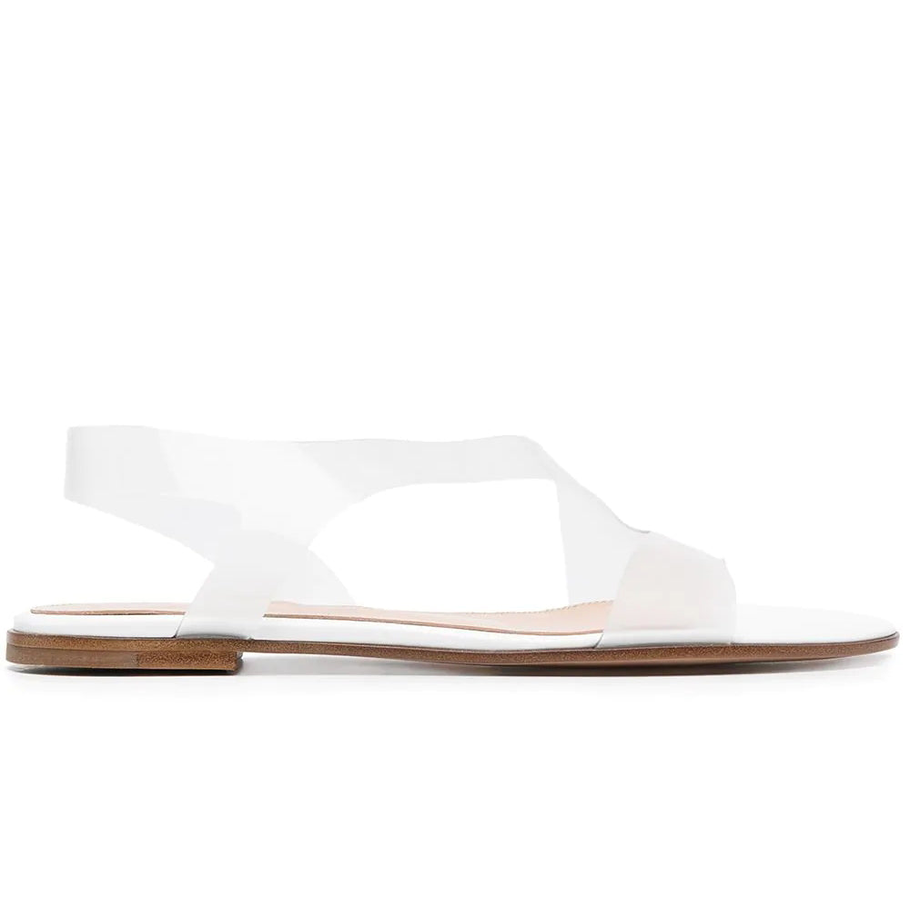 Women's Summer Casual Flat Sandals Light Weight Fish Mouth PVC Straps Slip-On Closure Fashionable EVA Insole Upper Ladies