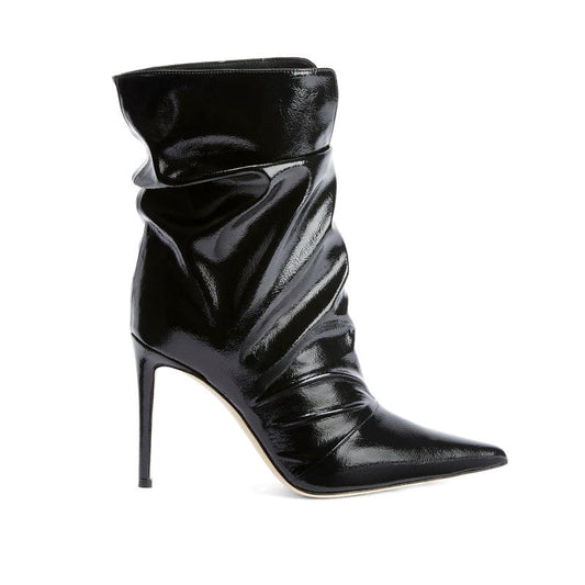 Sexy Booties Manufacturer Upper Wrinkles Party Midi Boots Stiletto Heel Pointed Toe Boots Custom Sexy Party Midi Boots