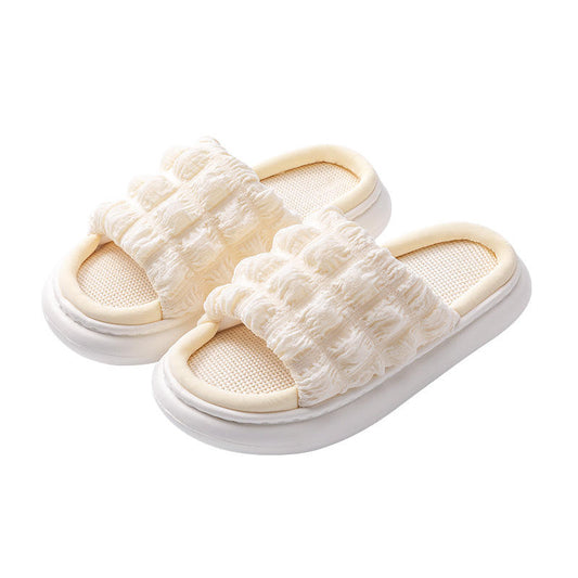 New Linen Women Slippers Four Seasons General Indoor Floor Cotton and Linen Slippers Couple Non-slip Mute Thick Bottom Shoes