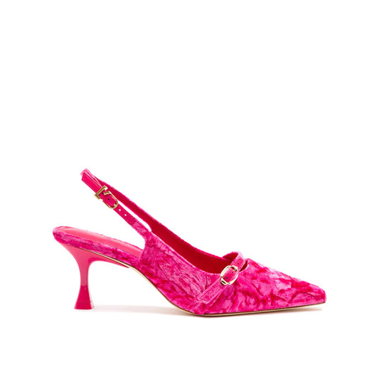 Women's Designer Pink Velvet Heels Pumps Custom Soft Genuine Leather Low Heel Dress Shoes with Light Feature D'orsay Style