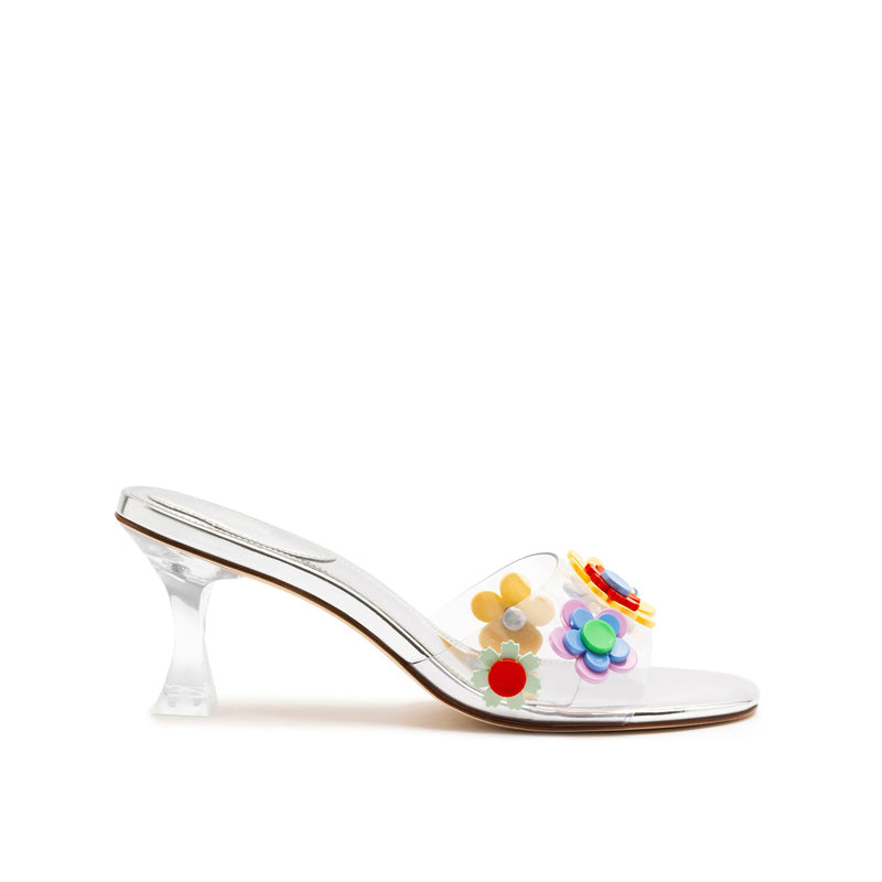 Clear Heel Open Toe Sandals for Girls Transparent Crystal Summer Beach Shoes Cute Flower Decoration Anti-Slip Feature