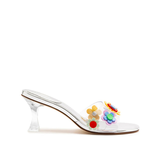 Clear Heel Open Toe Sandals for Girls Transparent Crystal Summer Beach Shoes Cute Flower Decoration Anti-Slip Feature