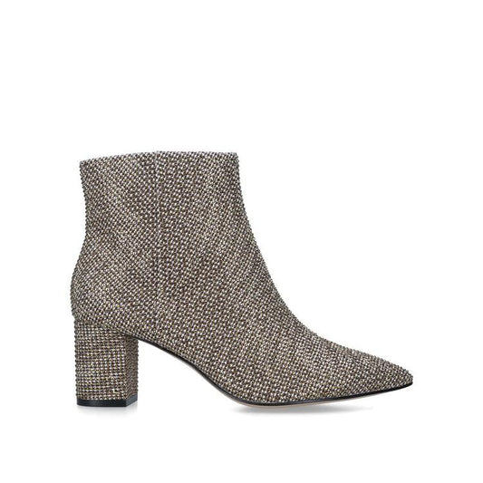 Shining Pearl Rhinestone Women's High Heel Ankle Boots Zip Closure Fashionable Lace Design New Type PU Insole Summer Style