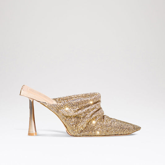 2025 Bling Bling Gold Rhinestone Upper Heels Lady's Evening Party Luxury Stiletto Heel Slippers Sandals Pumps
