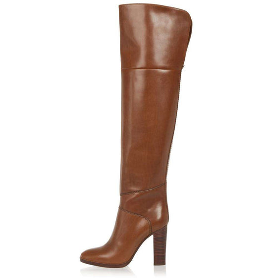 Large Size Sexy Women Over the Knee Long Boots Round Toe 2025 Hotsale High Heel Boots Elegant Vintage Over the Knee Boots