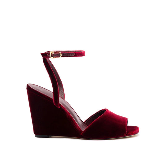 Comfortable Summer Velvet Wedge Heeled Sandals Solid Color Open Toe Vintage Platform Style Anti-Slippery Outdoor Use