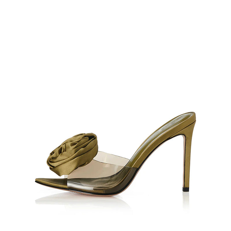 PVC Transparent Floral Slingback Heels Open Toe Stiletto Heel Sandals Breathable Insole Spring Autumn-Barefoot Friendly
