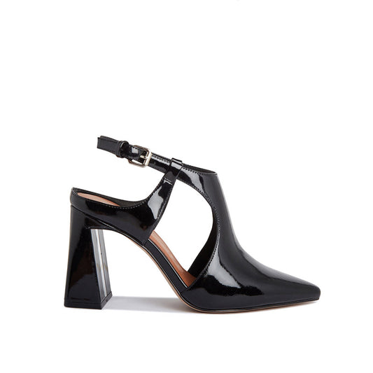 Patent Leather Pumps Manufacturer Sexy Women Pointed Toe Patent Leather Slingback Heels Pumps Custom Square Heel Pumps