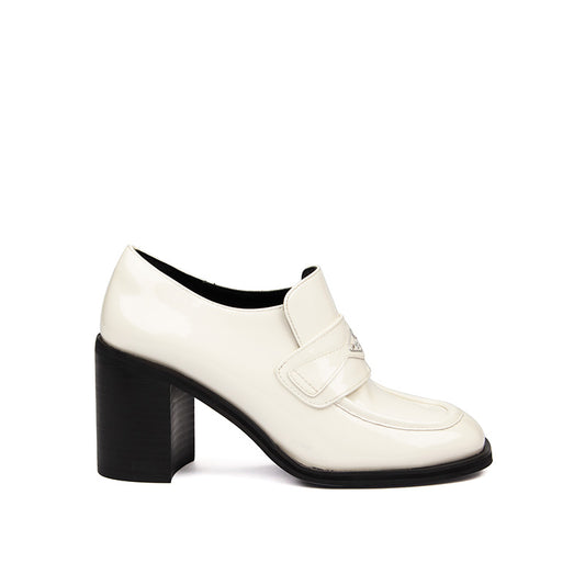 Fashion Girl's Patent Leather Single Color Heels Pumps Girl's Casual Outdoor Rubber Sole Square Heel Mules Heels