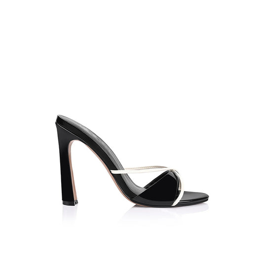 Cross Heeled Slippers 10cm High Heel Mirror Patent Leather Upper Summer Height Increasing Slide Sexy Style