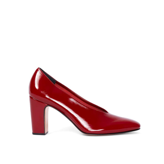 Women's Vintage Patent Leather Heeled Shoes Wrinkled Casual Style for Summer Square Heels Rubber Insole Adults Girls