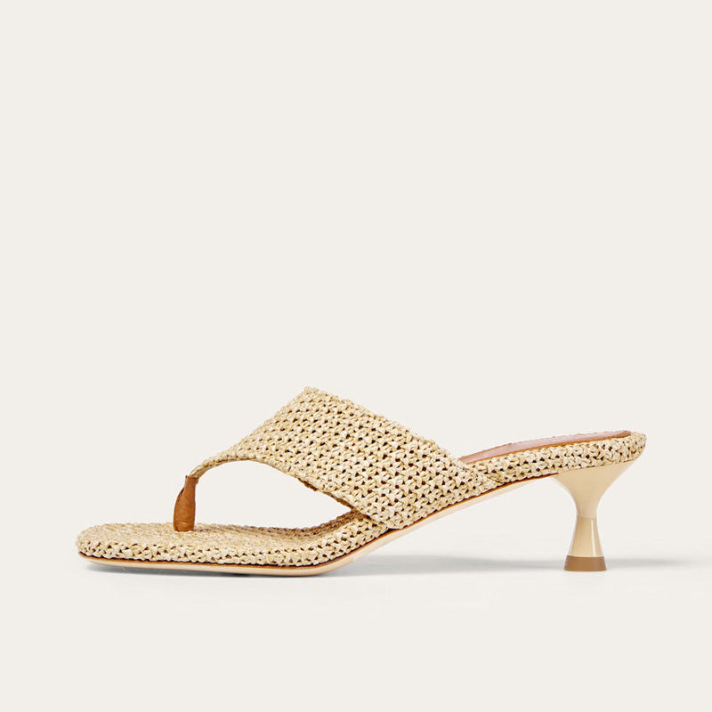 Fashion Summer Low Woven Heel Flip Flop Slipper Sandals Woven Beach Sandals for Outdoor Walking