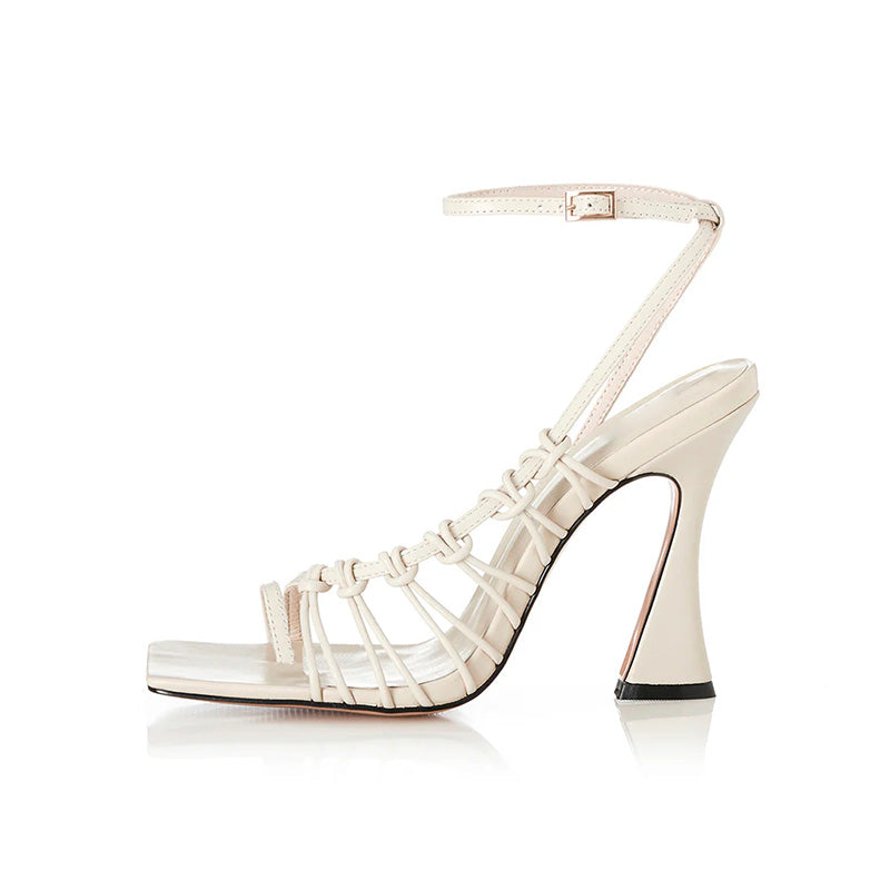 2025 Women's Casual High Heel Rope Sandals Open Toe Lace Upper Rubber Insole Pointed Toe Style Platform Summer Shoes Wholesale