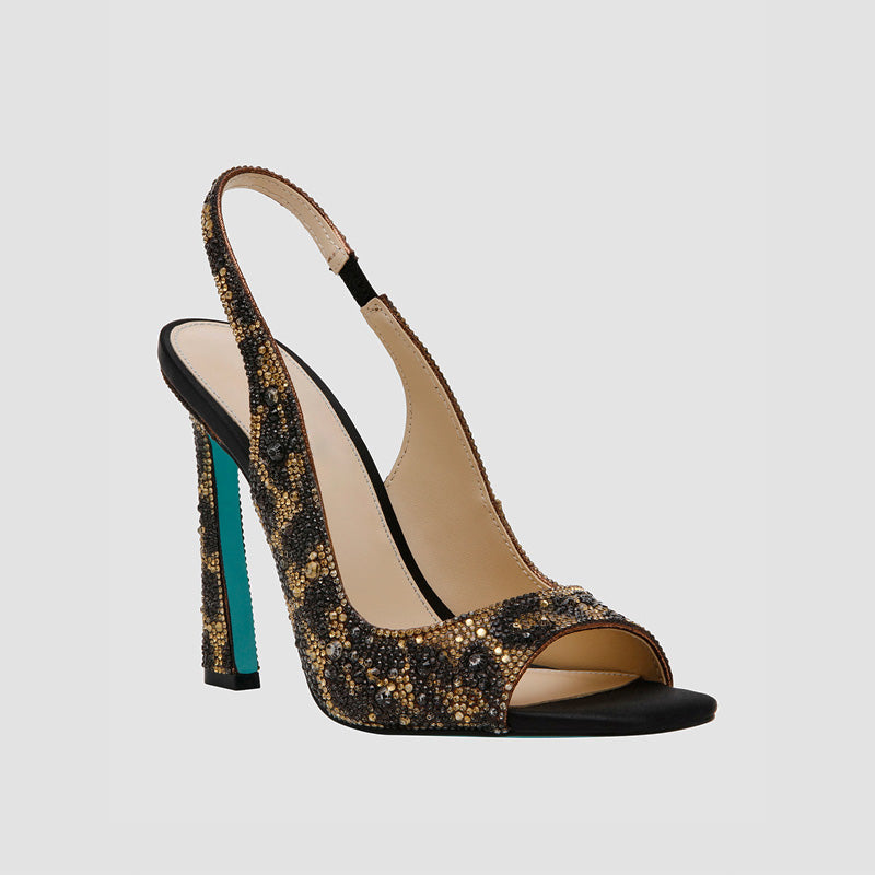 Sole Color Heels Pumps Women's High Heel Stiletto Pumps Sexy Peep Toe Blue Bottom Slingback Sandals Summer Dress Heels