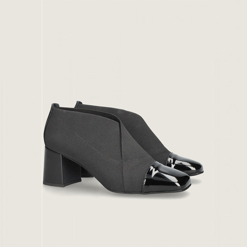 Women's Office Pump Shoes 6.5CM High Heels Black PU Leather Upper Patchwork Fabric Soft Comfortable Formal Shoes Summer Autumn