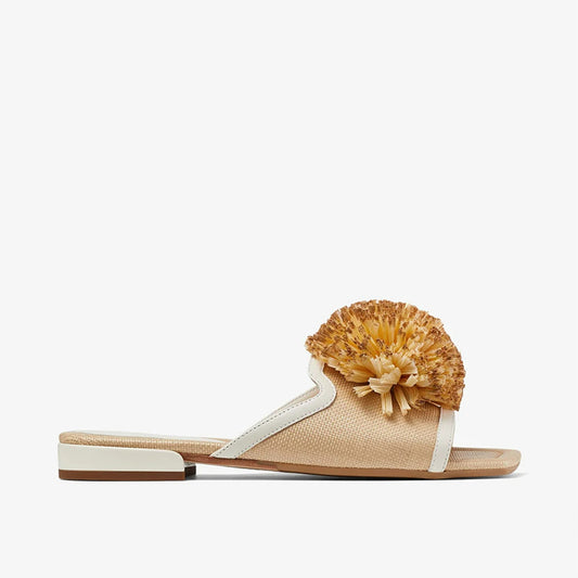Country Style Woven Flat Sandals Open Toe Artificial Flowers Design Casual Woven Flat Sandals for Ladies and Women