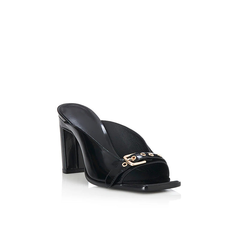 European American Style Heeled Sandals with Open Toe New Summer Classic Mental Buckle Straps Thick Heel Casual Slipper Sandals