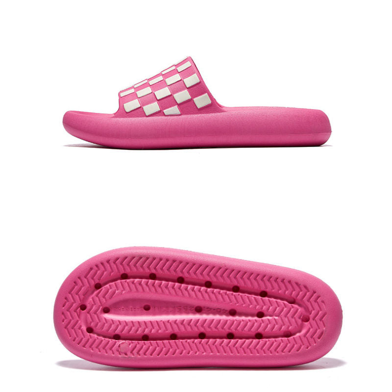 Summer Pillow Slipper EVA Non Slip Summer Beach Slippers Fashion Home Platform Flat Soft Checkerboard Slippers Fro Woman