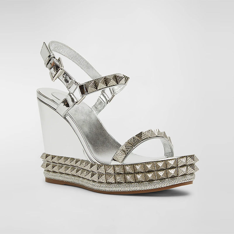 Gothic Rivet Wedges Sandals for Women Luxury Rivet Gothic Platform Style Genuine Leather Lining Outdoor Use