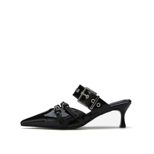 2025 Summer Silver Sexy High-Heeled Sandals Women Comfortable Bridal Shoes Pointed Belt Buckle Thin Heel Party Shoes