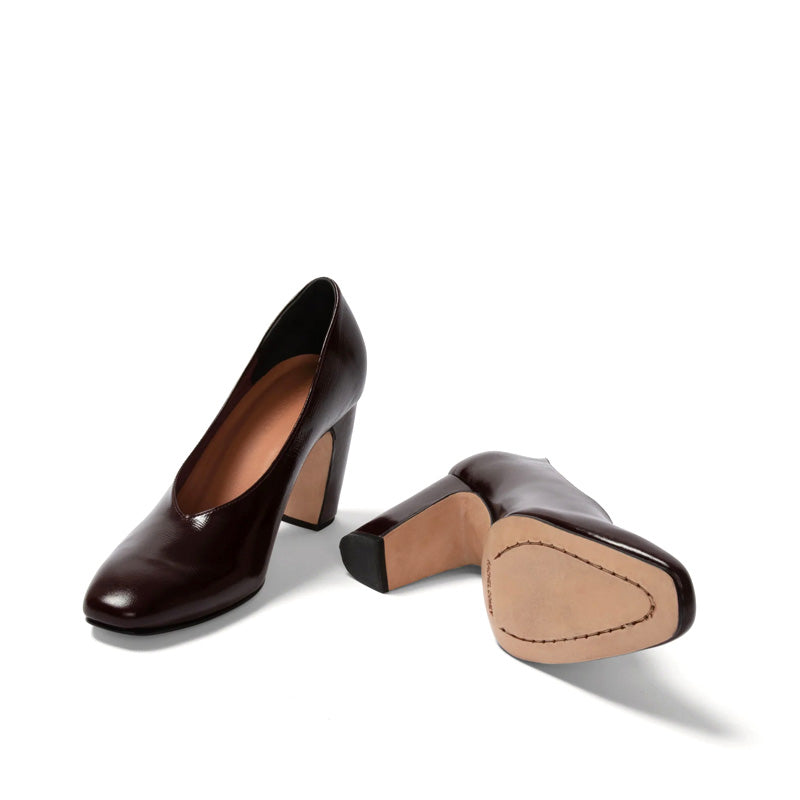 Mature Women Vintage Genuine Leather High Heel Shoes Ankle Work Pumps Thin Light Comfortable Daily Office Use Winter