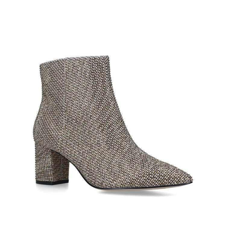 Shining Pearl Rhinestone Women's High Heel Ankle Boots Zip Closure Fashionable Lace Design New Type PU Insole Summer Style