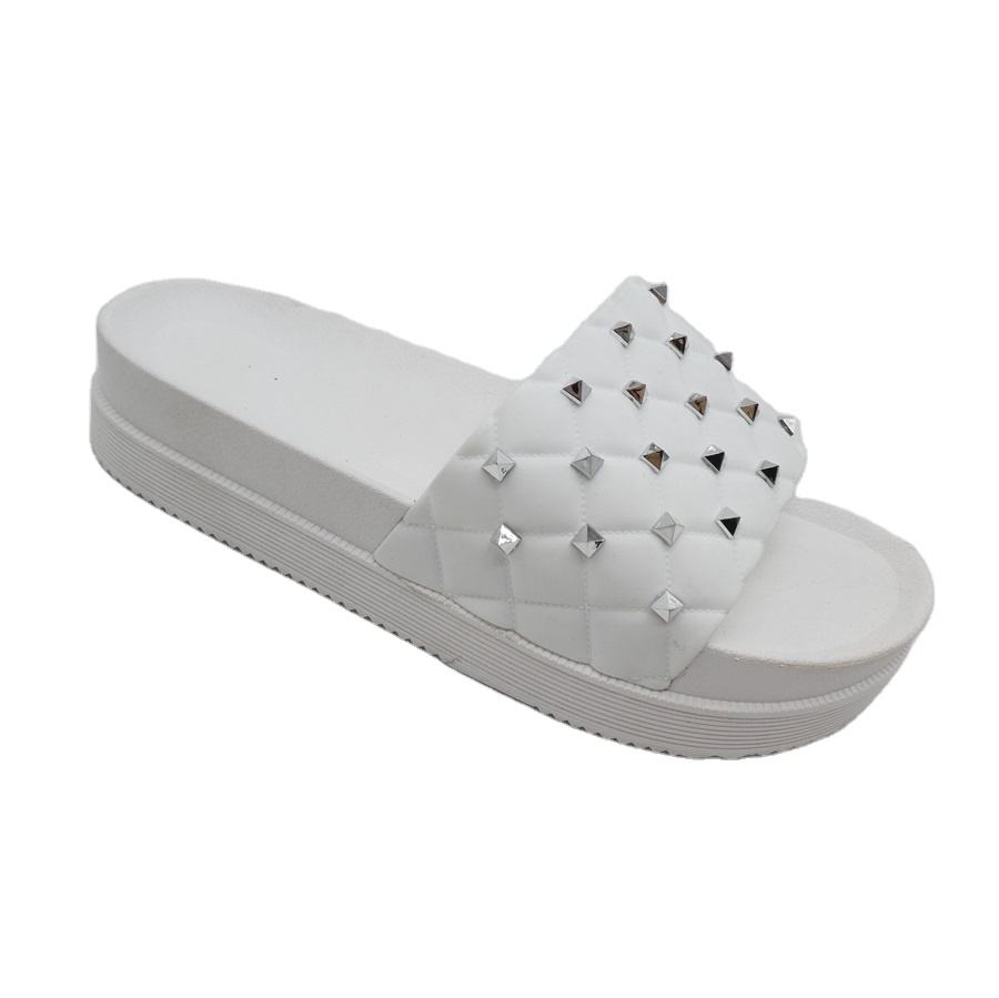 Women's Summer Open Toe Sandal Slippers Comfortable PU Insole with Rivet Fashionable EVA Insole Outdoor Wear Shoe