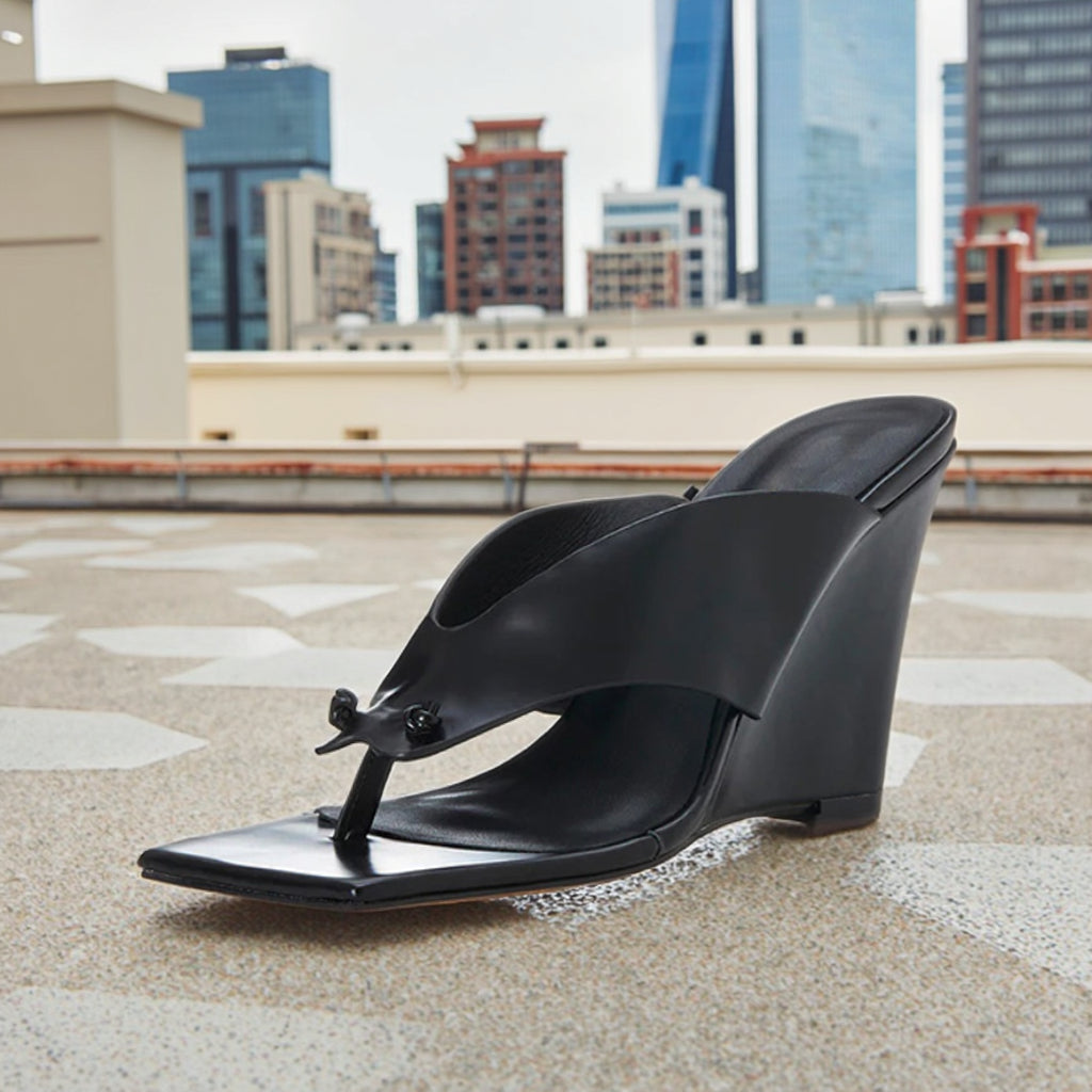 Women Fashion Platform Flip Flops Wedge Slipper Sandals Top Grade Leather High Heel Flip Flop Wedge Sandals for Girls