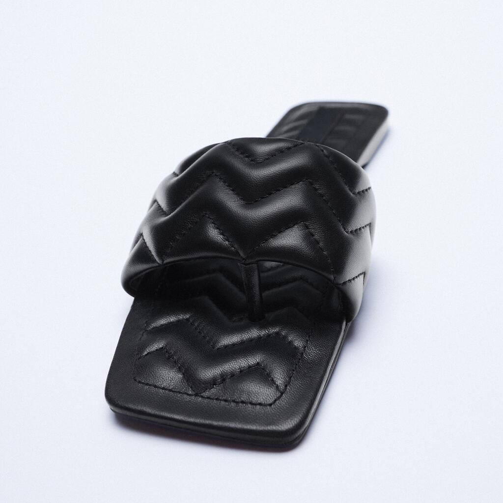 Summer European American Open Toe Woven Flat Shoes for Women Black Leather Lined Beach Slippers Sandals-Wholesale