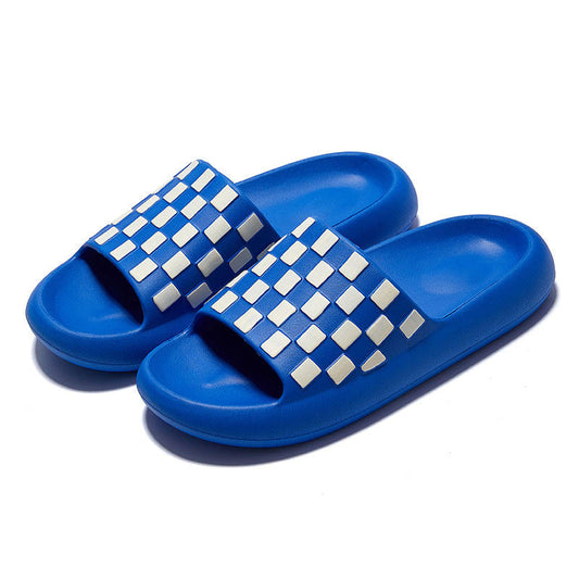 Summer Pillow Slipper EVA Non Slip Summer Beach Slippers Fashion Home Platform Flat Soft Checkerboard Slippers Fro Woman