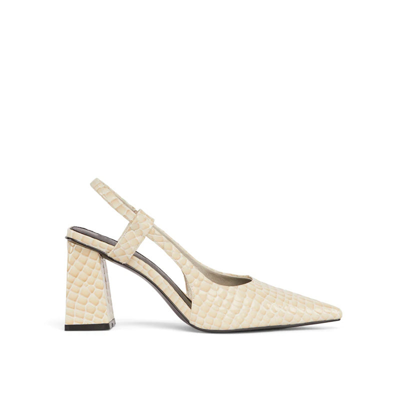 Women's Snake Pattern Summer Casual Heels Sandal Style High Heel Slingback Peep-Toe Pumps Genuine Leather