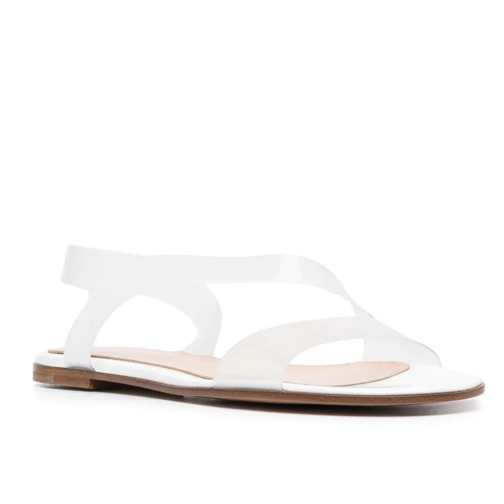Women's Summer Casual Flat Sandals Light Weight Fish Mouth PVC Straps Slip-On Closure Fashionable EVA Insole Upper Ladies