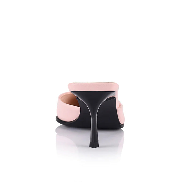 Girl's Elegant Pink Leather Ankle Strap Low Heel Pumps Smooth Genuine Leather Pointed Toe Outdoor Dress Slingback