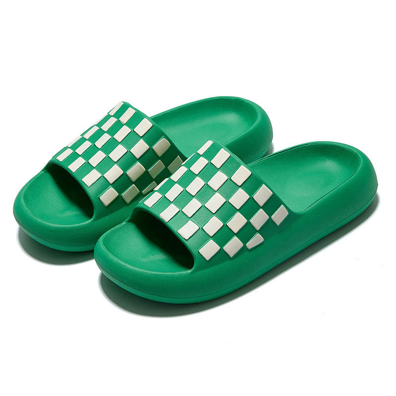 Summer Pillow Slipper EVA Non Slip Summer Beach Slippers Fashion Home Platform Flat Soft Checkerboard Slippers Fro Woman