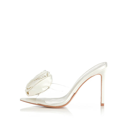PVC Transparent Floral Slingback Heels Open Toe Stiletto Heel Sandals Breathable Insole Spring Autumn-Barefoot Friendly